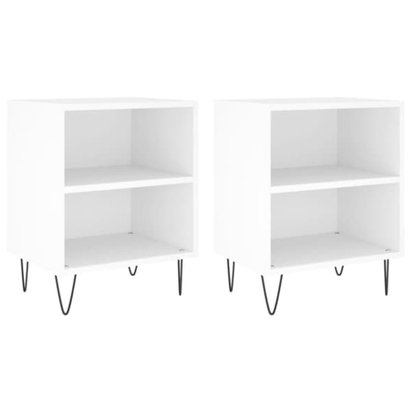 vidaXL Nattbord 2 stk hvit 40x30x50 cm konstruert tre