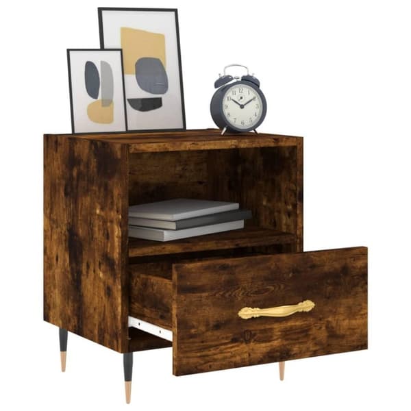 vidaXL Sängbord rökfärgad ek 40x35x47,5 cm konstruerat trä