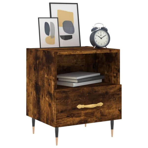 vidaXL Sängbord rökfärgad ek 40x35x47,5 cm konstruerat trä