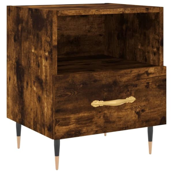 vidaXL Sängbord rökfärgad ek 40x35x47,5 cm konstruerat trä