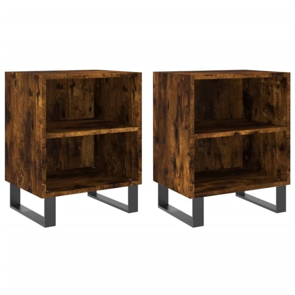 vidaXL Nattbord 2 stk røkt eik 40x30x50 cm konstruert tre