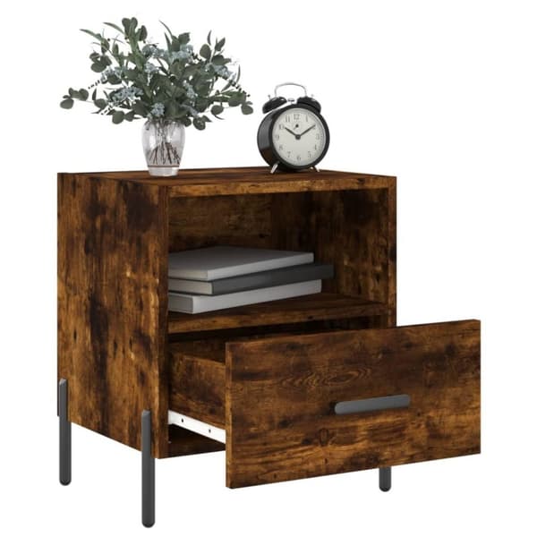 vidaXL sengebord 40x35x47,5 cm konstrueret træ røget egetræ