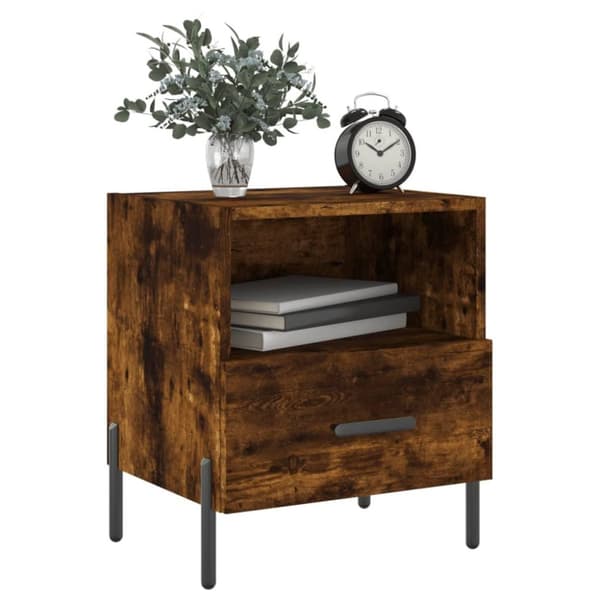 vidaXL sengebord 40x35x47,5 cm konstrueret træ røget egetræ