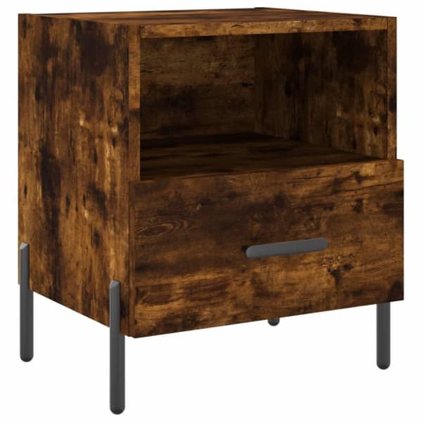 vidaXL sengebord 40x35x47,5 cm konstrueret træ røget egetræ