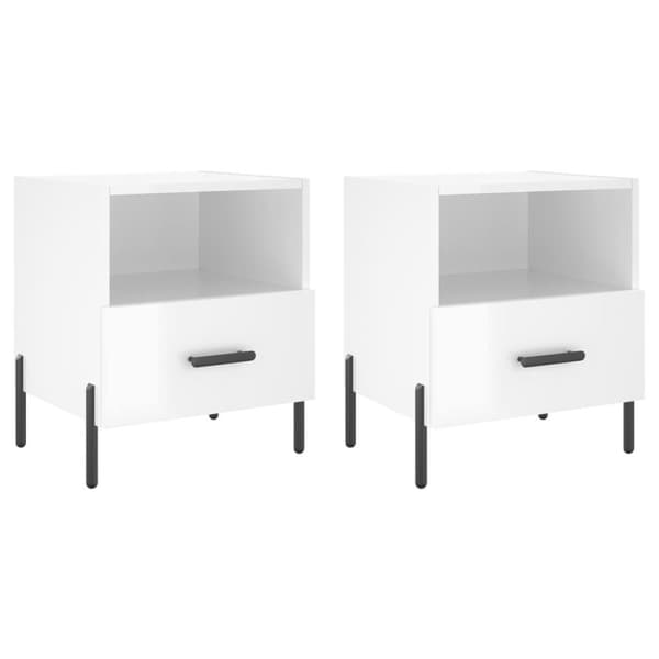 vidaXL sengeborde 2 stk. 40x35x47,5 cm konstrueret træ hvid højglans
