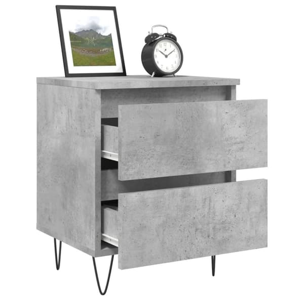 vidaXL sengeborde 2 stk. 40x35x50 cm konstrueret træ betongrå