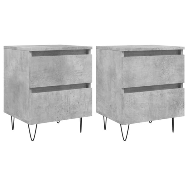 vidaXL sengeborde 2 stk. 40x35x50 cm konstrueret træ betongrå