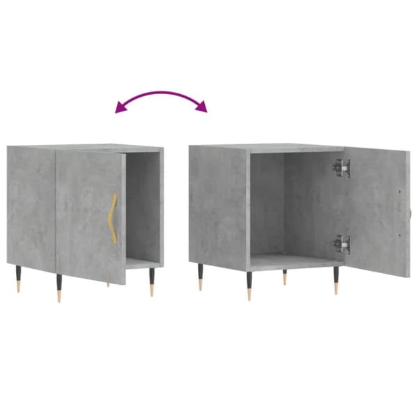 vidaXL Nattbord 2 stk betonggrå 40x40x50 cm konstruert tre
