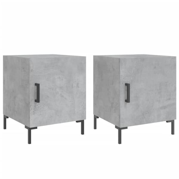 vidaXL Yöpöydät 2 kpl betoninharmaa 40x40x50 cm tekninen puu