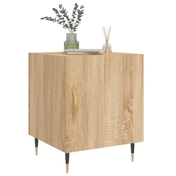 vidaXL sengeborde 2 stk. 40x40x50 cm konstrueret træ sonoma-eg