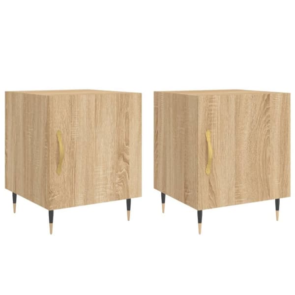 vidaXL sengeborde 2 stk. 40x40x50 cm konstrueret træ sonoma-eg