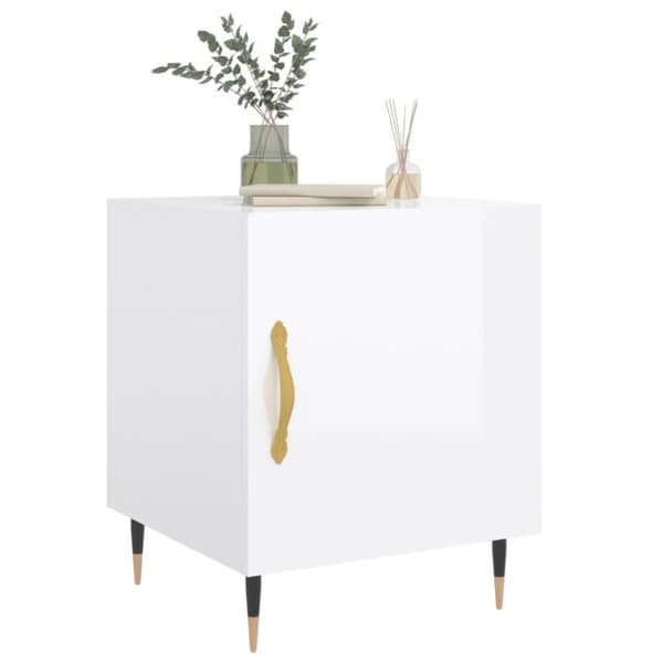 vidaXL Sängbord 2 st vit högglans 40x40x50 cm konstruerat trä