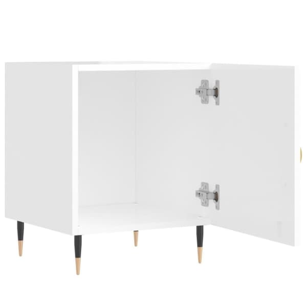 vidaXL Sängbord 2 st vit högglans 40x40x50 cm konstruerat trä