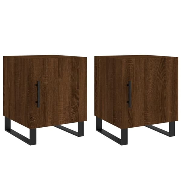vidaXL Yöpöydät 2 kpl ruskea tammi 40x40x50 cm tekninen puu