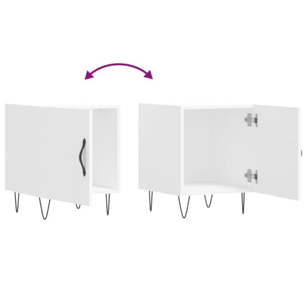 vidaXL Nattbord 2 stk hvit 40x40x50 cm konstruert tre