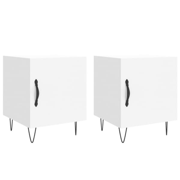 vidaXL Nattbord 2 stk hvit 40x40x50 cm konstruert tre