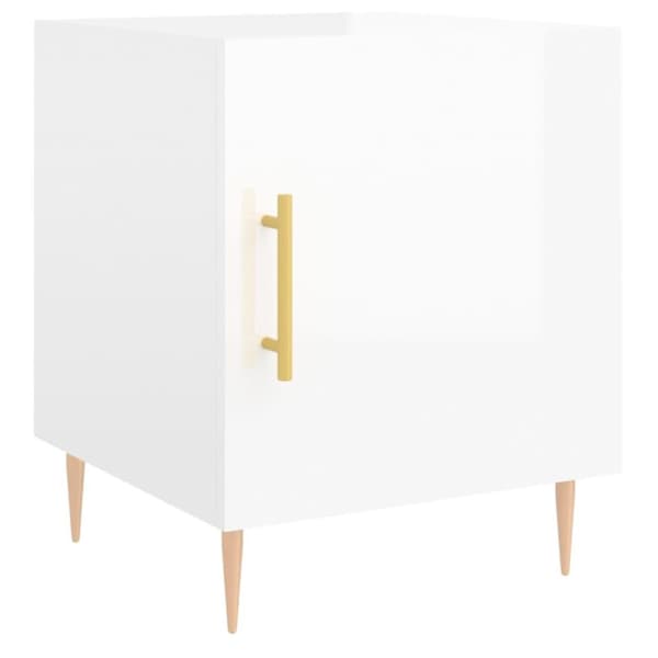 vidaXL sengeborde 2 stk. 40x40x50 cm konstrueret træ hvid højglans