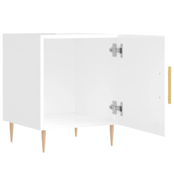 vidaXL sengeborde 2 stk. 40x40x50 cm konstrueret træ hvid højglans