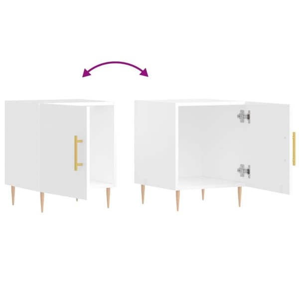 vidaXL sengeborde 2 stk. 40x40x50 cm konstrueret træ hvid højglans