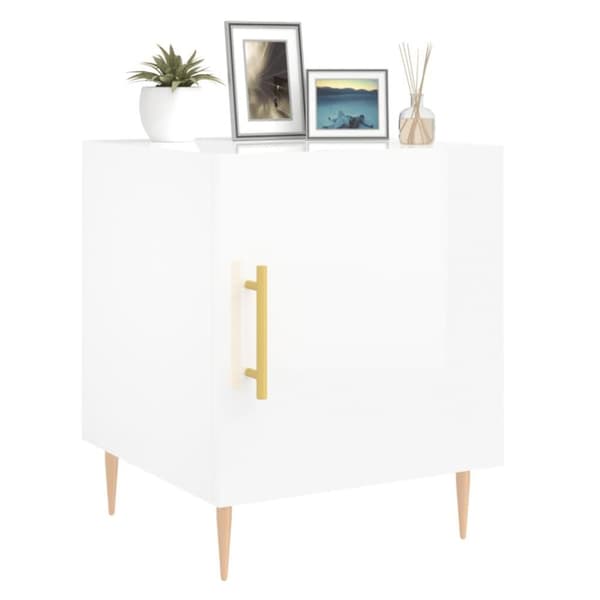 vidaXL Sängbord 2 st vit högglans 40x40x50 cm konstruerat trä
