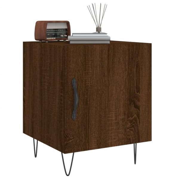 vidaXL sengeborde 2 stk. 40x40x50 cm konstrueret træ brunt egetræ
