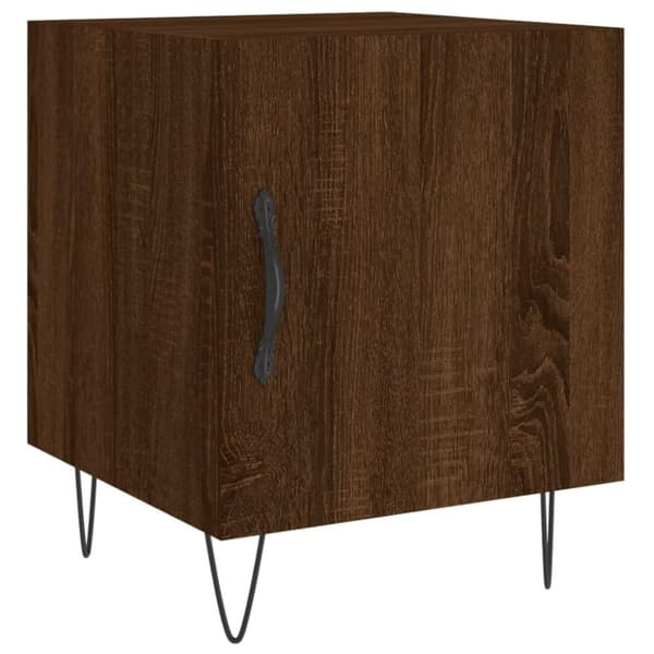 vidaXL sengeborde 2 stk. 40x40x50 cm konstrueret træ brunt egetræ