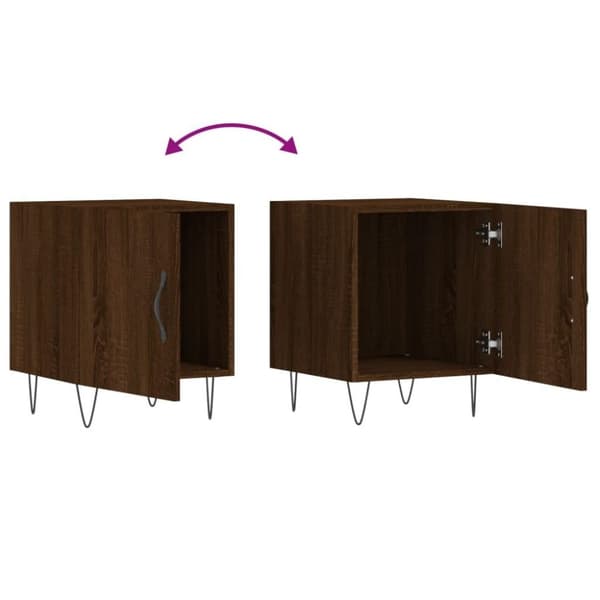 vidaXL sengeborde 2 stk. 40x40x50 cm konstrueret træ brunt egetræ