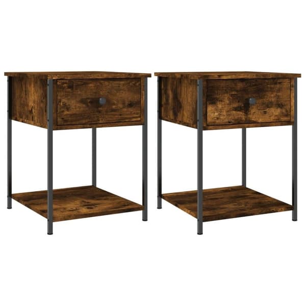 vidaXL sengeborde 2 stk. 44x45x58 cm røget egetræsfarve