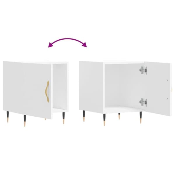 vidaXL sengeborde 2 stk. 40x40x50 cm konstrueret træ hvid