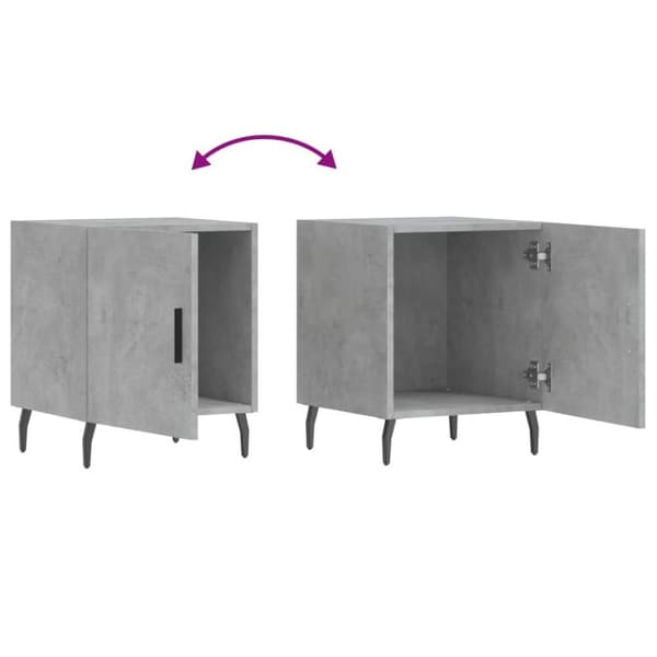 vidaXL Nattbord 2 stk betonggrå 40x40x50 cm konstruert tre