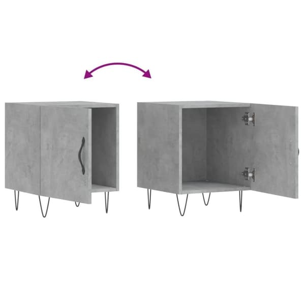 vidaXL Nattbord 2 stk betonggrå 40x40x50 cm konstruert tre