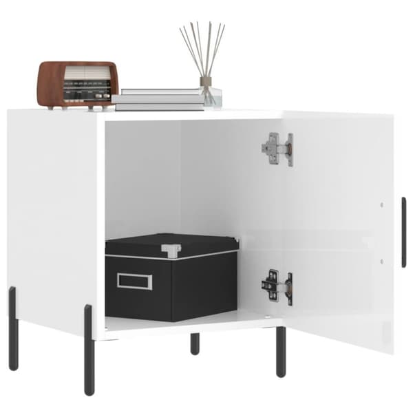vidaXL Nattbord 2 stk høyglans hvit 40x40x50 cm konstruert tre