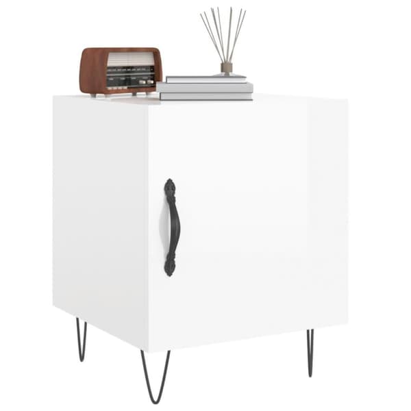 vidaXL Nattbord 2 stk høyglans hvit 40x40x50 cm konstruert tre