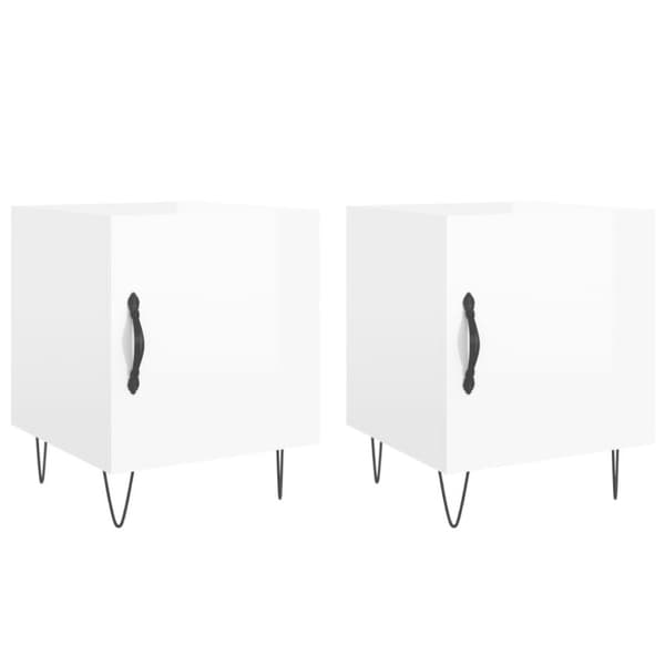 vidaXL Nattbord 2 stk høyglans hvit 40x40x50 cm konstruert tre