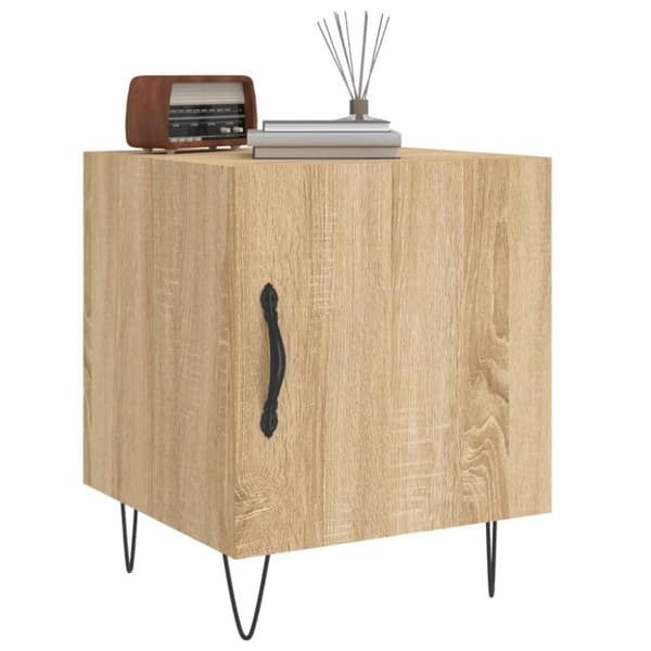 vidaXL sengeborde 2 stk. 40x40x50 cm konstrueret træ sonoma-eg
