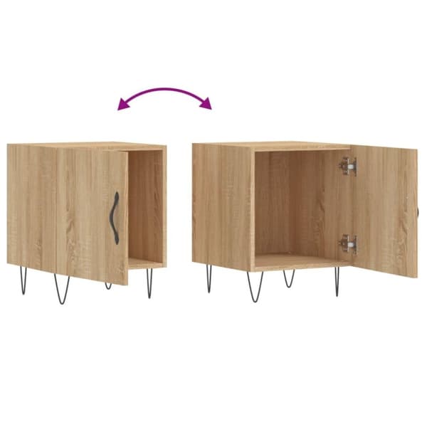 vidaXL sengeborde 2 stk. 40x40x50 cm konstrueret træ sonoma-eg