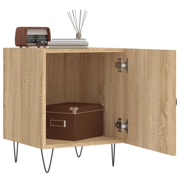 vidaXL sengeborde 2 stk. 40x40x50 cm konstrueret træ sonoma-eg