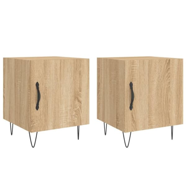 vidaXL sengeborde 2 stk. 40x40x50 cm konstrueret træ sonoma-eg