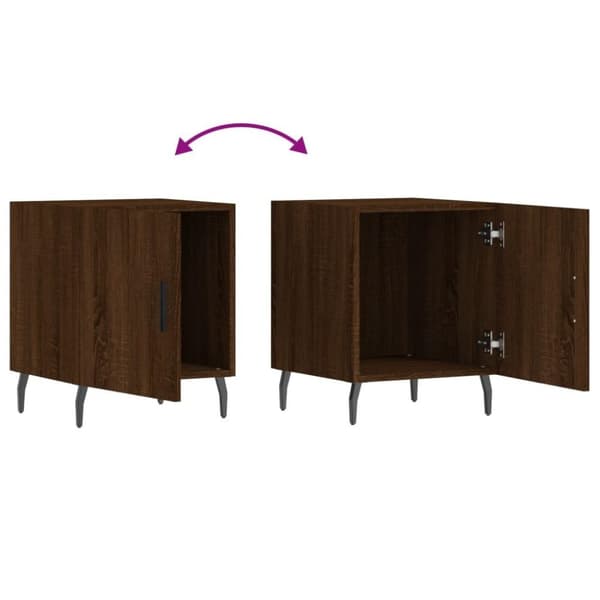 vidaXL Nattbord 2 stk brun eik 40x40x50 cm konstruert tre