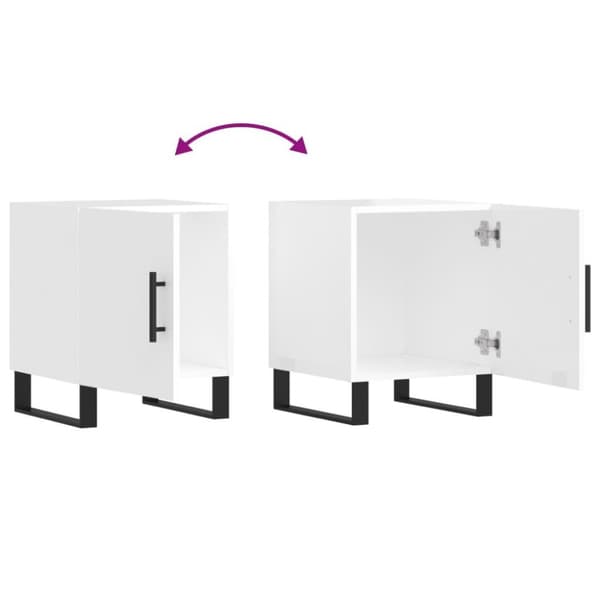 vidaXL Nattbord 2 stk høyglans hvit 40x40x50 cm konstruert tre