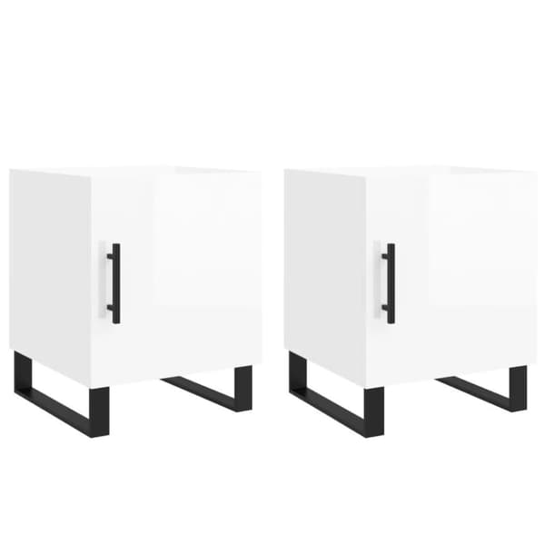 vidaXL Nattbord 2 stk høyglans hvit 40x40x50 cm konstruert tre