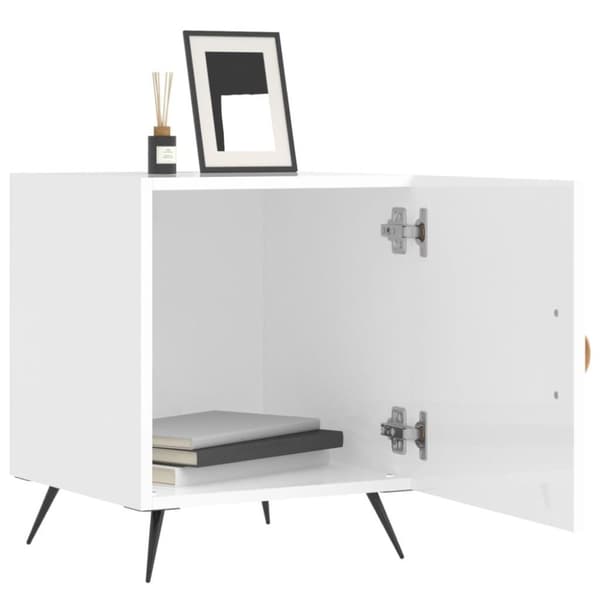vidaXL Nattbord 2 stk høyglans hvit 40x40x50 cm konstruert tre