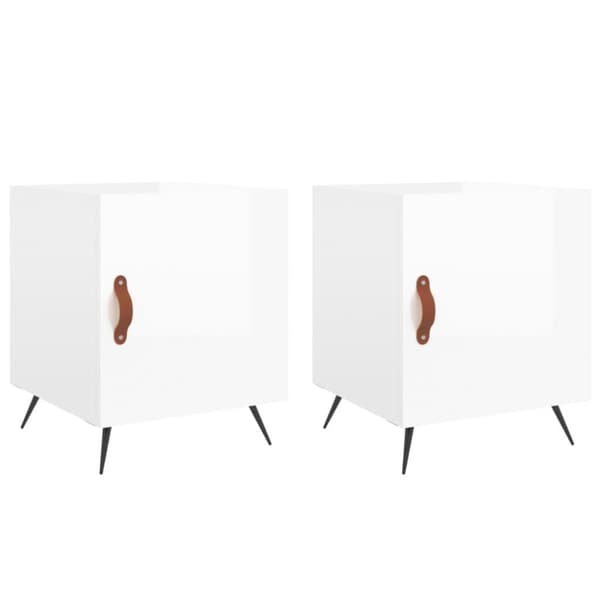vidaXL Nattbord 2 stk høyglans hvit 40x40x50 cm konstruert tre