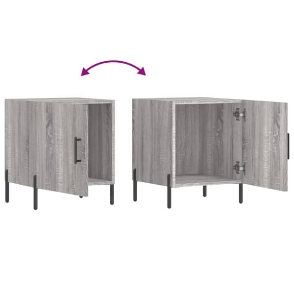 vidaXL sengeborde 2 stk. 40x40x50 cm konstrueret træ grå sonoma-eg