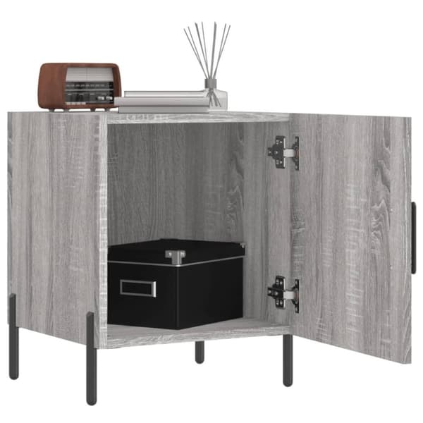 vidaXL sengeborde 2 stk. 40x40x50 cm konstrueret træ grå sonoma-eg