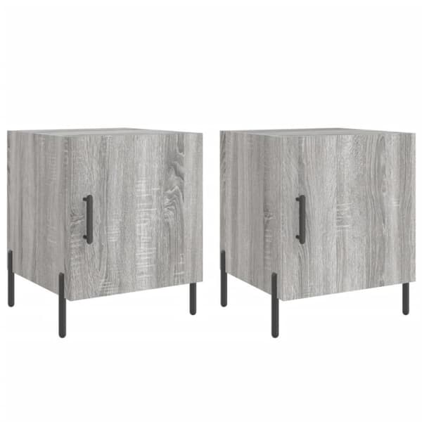 vidaXL sengeborde 2 stk. 40x40x50 cm konstrueret træ grå sonoma-eg