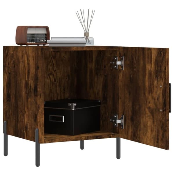 vidaXL sengeborde 2 stk. 40x40x50 cm konstrueret træ røget egetræ
