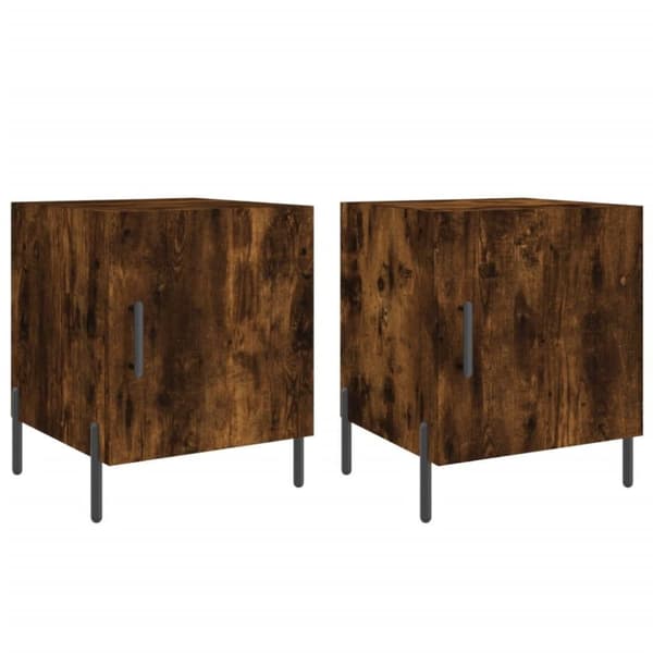 vidaXL sengeborde 2 stk. 40x40x50 cm konstrueret træ røget egetræ