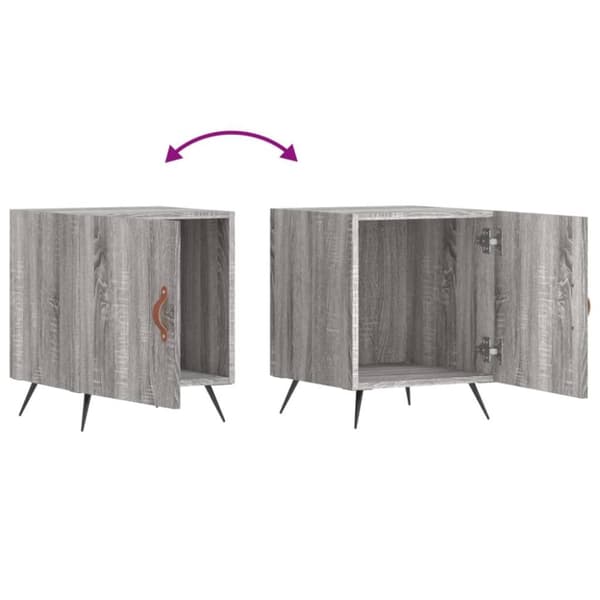 vidaXL sengeborde 2 stk. 40x40x50 cm konstrueret træ grå sonoma-eg
