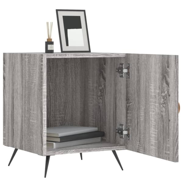 vidaXL sengeborde 2 stk. 40x40x50 cm konstrueret træ grå sonoma-eg